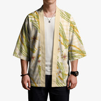 Melemele Ahiahia Hawai'i Palaka Plumeria Kimono Puakenikeni and Maile Lei