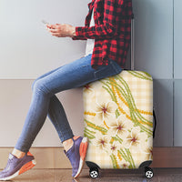 Melemele Ahiahia Hawai'i Palaka Plumeria Luggage Cover Puakenikeni and Maile Lei