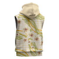 Melemele Ahiahia Hawai'i Palaka Plumeria Sleeveless Zip Hoodie Puakenikeni and Maile Lei