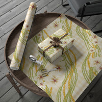 Melemele Ahiahia Hawai'i Palaka Plumeria Wrapping Paper Puakenikeni and Maile Lei