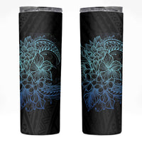 Floral Polynesian Hibiscus Tattoo Skinny Tumbler Blue Gradient Style LT9 Blue - Polynesian Pride