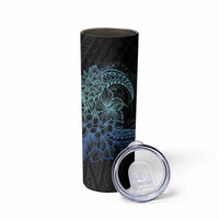 Floral Polynesian Hibiscus Tattoo Skinny Tumbler Blue Gradient Style LT9 - Polynesian Pride