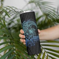 Floral Polynesian Hibiscus Tattoo Skinny Tumbler Blue Gradient Style LT9 - Polynesian Pride