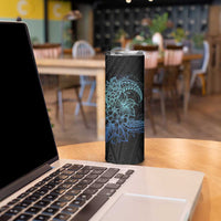 Floral Polynesian Hibiscus Tattoo Skinny Tumbler Blue Gradient Style LT9 - Polynesian Pride