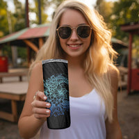 Floral Polynesian Hibiscus Tattoo Skinny Tumbler Blue Gradient Style LT9 - Polynesian Pride