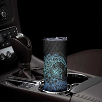 Floral Polynesian Hibiscus Tattoo Skinny Tumbler Blue Gradient Style LT9 - Polynesian Pride