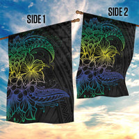 Floral Polynesian Hibiscus Tattoo Garden Flag Green Gradient Style