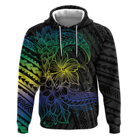 Floral Polynesian Hibiscus Tattoo Zip Hoodie Green Gradient Style LT9 Pullover Hoodie Green - Polynesian Pride