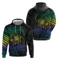 Floral Polynesian Hibiscus Tattoo Zip Hoodie Green Gradient Style LT9 - Polynesian Pride