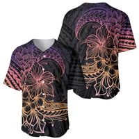 Floral Polynesian Hibiscus Tattoo Baseball Jersey Peach Gradient Style LT9 - Polynesian Pride