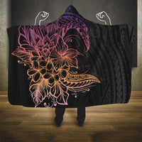 Floral Polynesian Hibiscus Tattoo Hooded Blanket Peach Gradient Style LT9 - Polynesian Pride