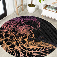 Floral Polynesian Hibiscus Tattoo Round Carpet Peach Gradient Style LT9 Peach - Polynesian Pride