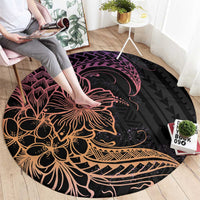 Floral Polynesian Hibiscus Tattoo Round Carpet Peach Gradient Style LT9 - Polynesian Pride