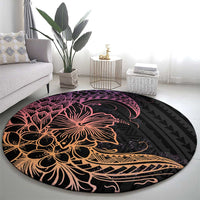 Floral Polynesian Hibiscus Tattoo Round Carpet Peach Gradient Style LT9 - Polynesian Pride