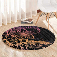 Floral Polynesian Hibiscus Tattoo Round Carpet Peach Gradient Style LT9 - Polynesian Pride