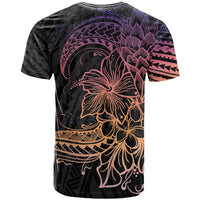 Floral Polynesian Hibiscus Tattoo T Shirt Peach Gradient Style
