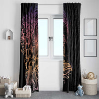 Floral Polynesian Hibiscus Tattoo Window Curtain Peach Gradient Style