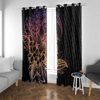 Floral Polynesian Hibiscus Tattoo Window Curtain Peach Gradient Style