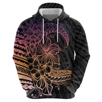 Floral Polynesian Hibiscus Tattoo Zip Hoodie Peach Gradient Style LT9 - Polynesian Pride