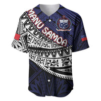 Custom Samoa Rugby Pacific Baseball Jersey Samoan Warrior Tribal Pattern LT9 Blue - Polynesian Pride