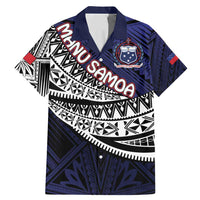 Custom Samoa Rugby Pacific Family Matching Mermaid Dress and Hawaiian Shirt Samoan Warrior Tribal Pattern LT9 Dad's Shirt - Short Sleeve Blue - Polynesian Pride
