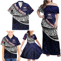 Custom Samoa Rugby Pacific Family Matching Off Shoulder Maxi Dress and Hawaiian Shirt Samoan Warrior Tribal Pattern LT9 - Polynesian Pride