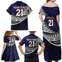 Custom Samoa Rugby Pacific Family Matching Off Shoulder Maxi Dress and Hawaiian Shirt Samoan Warrior Tribal Pattern LT9 - Polynesian Pride