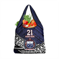 Custom Samoa Rugby Pacific Grocery Bag Samoan Warrior Tribal Pattern LT9 1-pack One Size Blue - Polynesian Pride