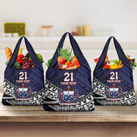 Custom Samoa Rugby Pacific Grocery Bag Samoan Warrior Tribal Pattern LT9 3-pack One Size Blue - Polynesian Pride