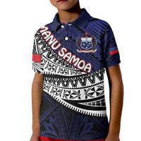 Custom Samoa Rugby Pacific Kid Polo Shirt Samoan Warrior Tribal Pattern LT9 Kid Blue - Polynesian Pride