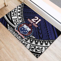 Custom Samoa Rugby Pacific Rubber Doormat Samoan Warrior Tribal Pattern
