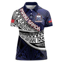 Custom Samoa Rugby Pacific Women Polo Shirt Samoan Warrior Tribal Pattern LT9 Female Blue - Polynesian Pride
