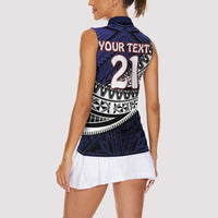 Custom Samoa Rugby Pacific Women Sleeveless Polo Shirt Samoan Warrior Tribal Pattern LT9 - Polynesian Pride