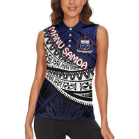 Custom Samoa Rugby Pacific Women Sleeveless Polo Shirt Samoan Warrior Tribal Pattern LT9 - Polynesian Pride