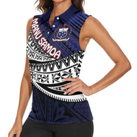 Custom Samoa Rugby Pacific Women Sleeveless Polo Shirt Samoan Warrior Tribal Pattern LT9 - Polynesian Pride