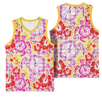 Palaka with Honu and Hibiscus Basketball Jersey Hawaiian Heritage Spirit - Polynesian Pride