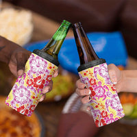 Palaka with Honu and Hibiscus 4 in 1 Can Cooler Tumbler Hawaiian Heritage Spirit - Polynesian Pride