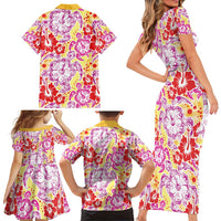 Palaka with Honu and Hibiscus Family Matching Short Sleeve Bodycon Dress and Hawaiian Shirt Hawaiian Heritage Spirit - Polynesian Pride