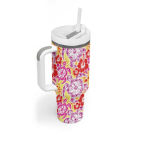 Palaka with Honu and Hibiscus Tumbler With Handle Hawaiian Heritage Spirit - Polynesian Pride