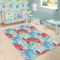 Palaka with Honu and Plumeria Area Rug Hawaiian Heritage Spirit - Polynesian Pride