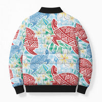 Palaka with Honu and Plumeria Bomber Puffer Jacket Hawaiian Heritage Spirit - Polynesian Pride