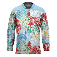 Palaka with Honu and Plumeria Hockey Jersey Hawaiian Heritage Spirit - Polynesian Pride