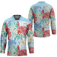 Palaka with Honu and Plumeria Hockey Jersey Hawaiian Heritage Spirit LT9 - Polynesian Pride