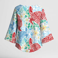 Palaka with Honu and Plumeria Kimono Sleeve Blouse Hawaiian Heritage Spirit - Polynesian Pride