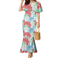 Palaka with Honu and Plumeria Mermaid Dress Hawaiian Heritage Spirit - Polynesian Pride
