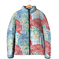 Palaka with Honu and Plumeria Padded Jacket Hawaiian Heritage Spirit - Polynesian Pride