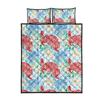 Palaka with Honu and Plumeria Quilt Bed Set Hawaiian Heritage Spirit - Polynesian Pride