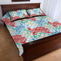 Palaka with Honu and Plumeria Quilt Bed Set Hawaiian Heritage Spirit - Polynesian Pride