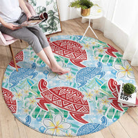 Palaka with Honu and Plumeria Round Carpet Hawaiian Heritage Spirit - Polynesian Pride