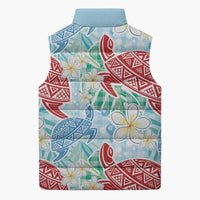 Palaka with Honu and Plumeria Sleeveless Puffer Jacket Hawaiian Heritage Spirit - Polynesian Pride